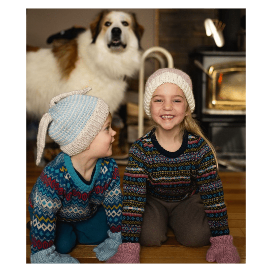 Acorn Kids XXS to Medium Flopsy Beanie - Blue and Oatmeal