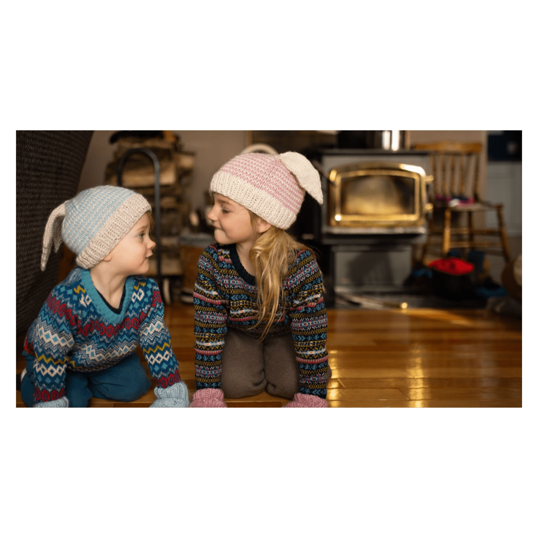 Acorn Kids XXS to Medium Flopsy Beanie - Blue and Oatmeal