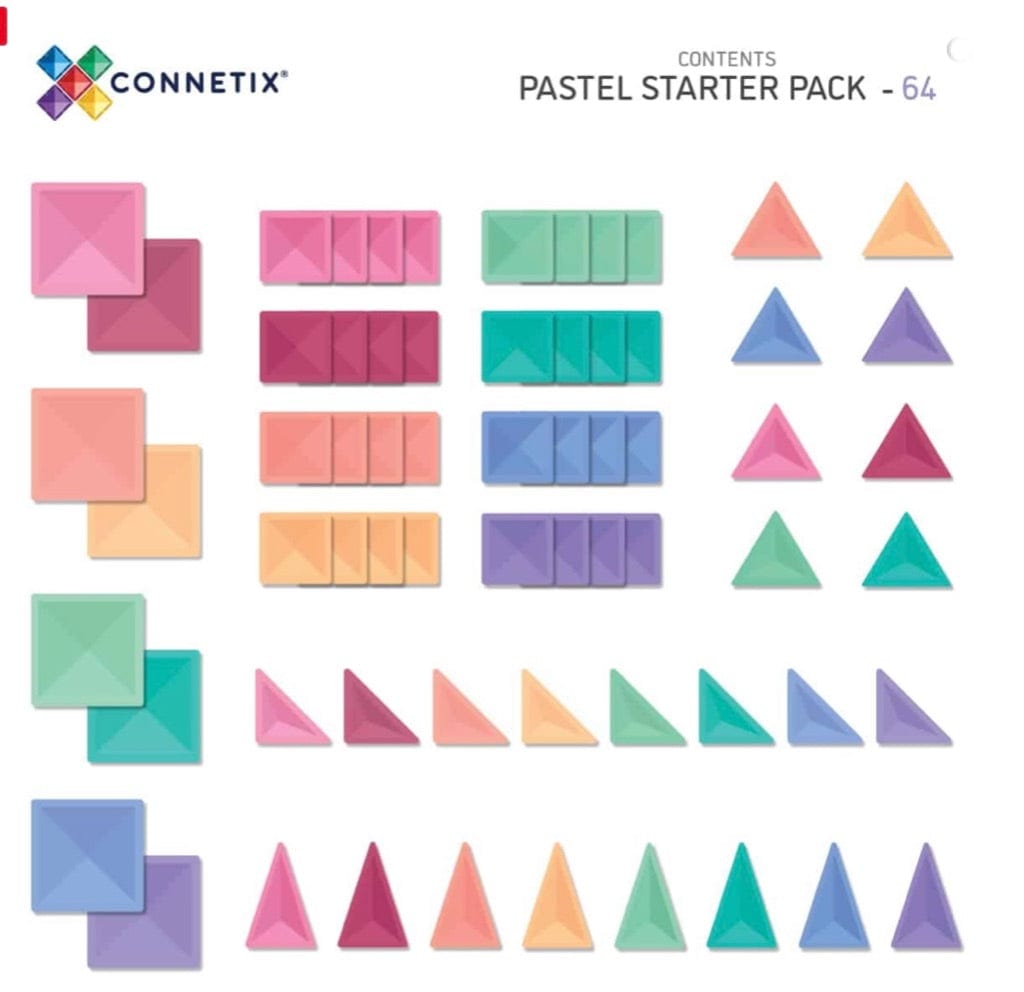 Connetix 3 Plus 64 Piece Pastel Starter Pack