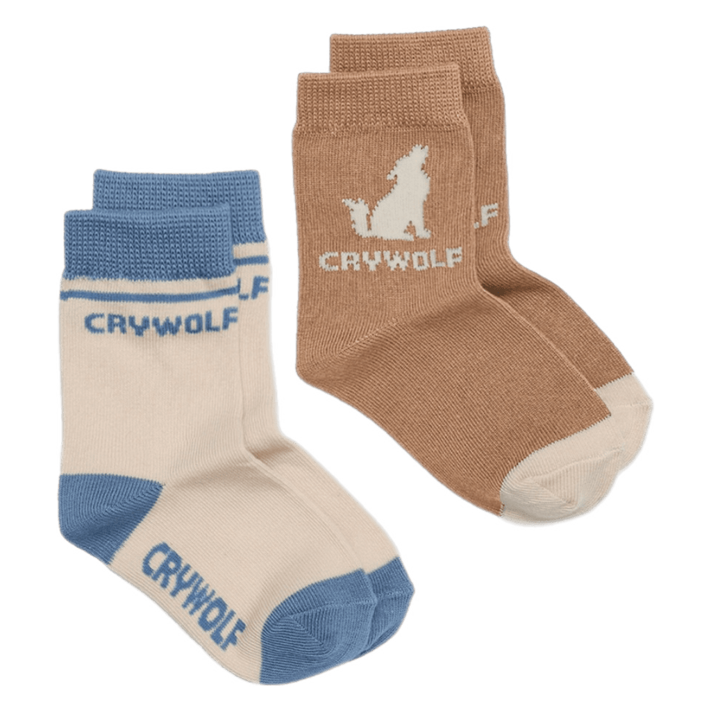 Crywolf 1-2 Years to 5-7 Years Sock 2-Pack Tan/Southern Blue