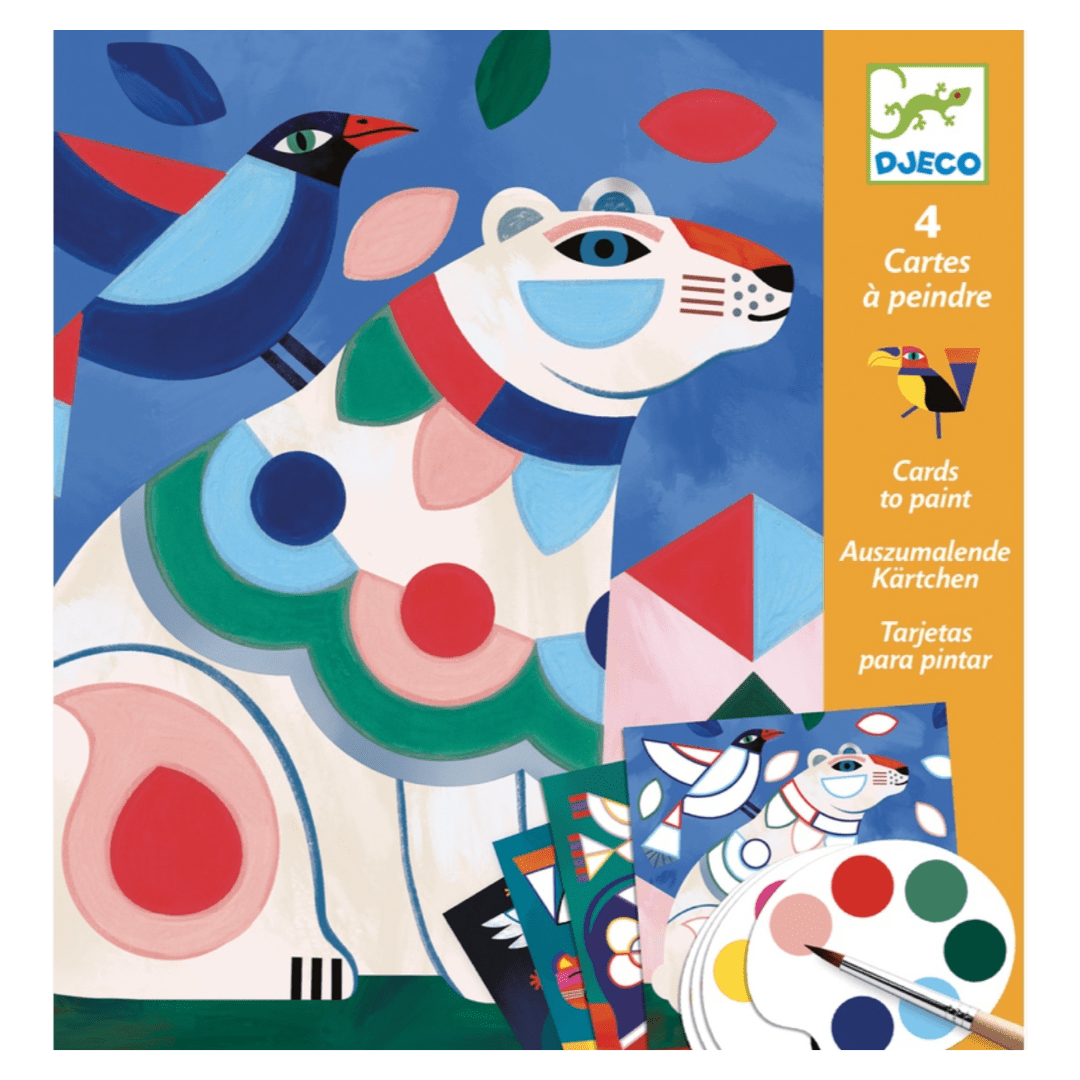 Djeco 6 Plus Fanciful Animal Cards to Paint