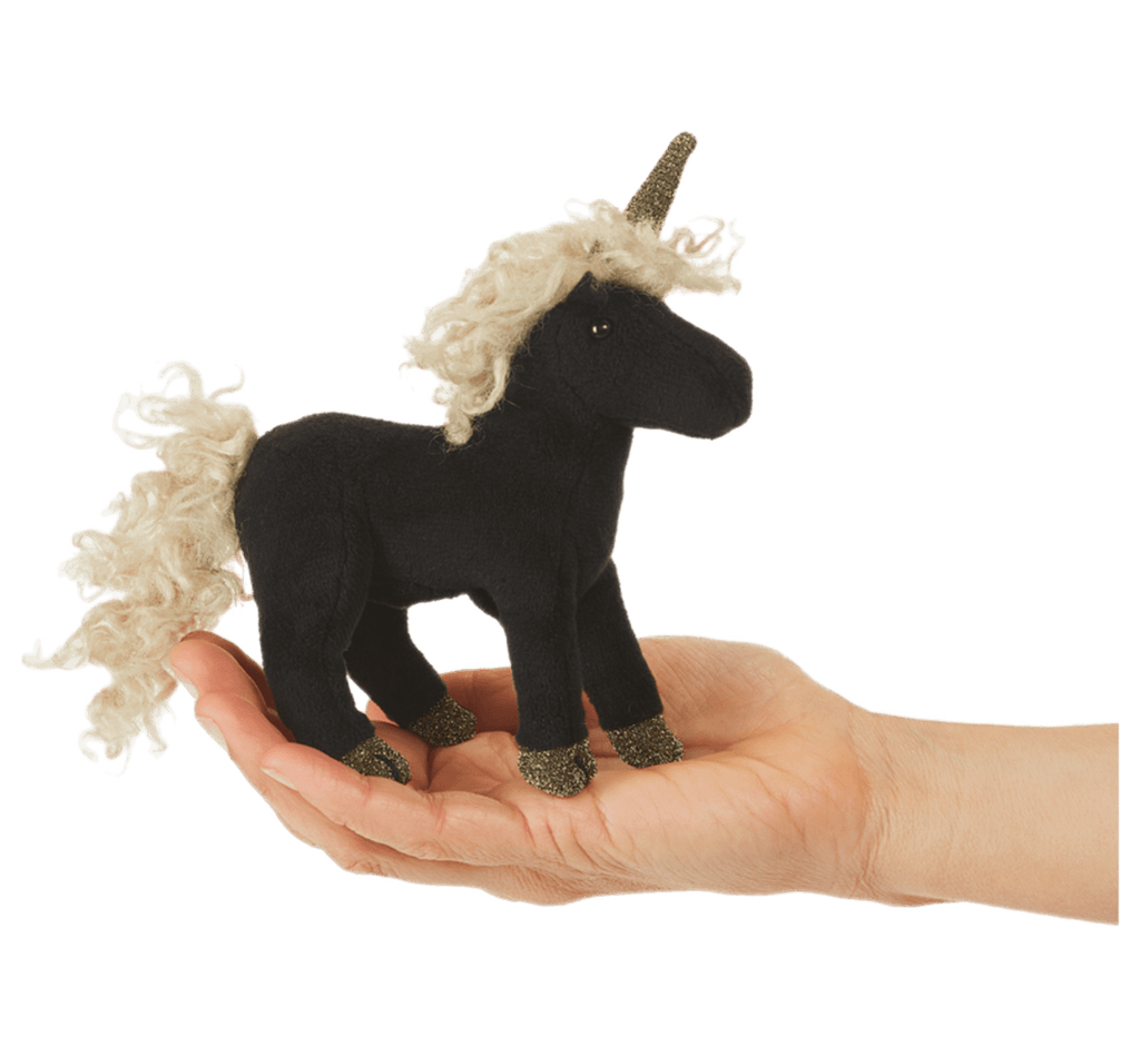 Folkmanis 3 Plus Finger Puppet - Mini Black Unicorn