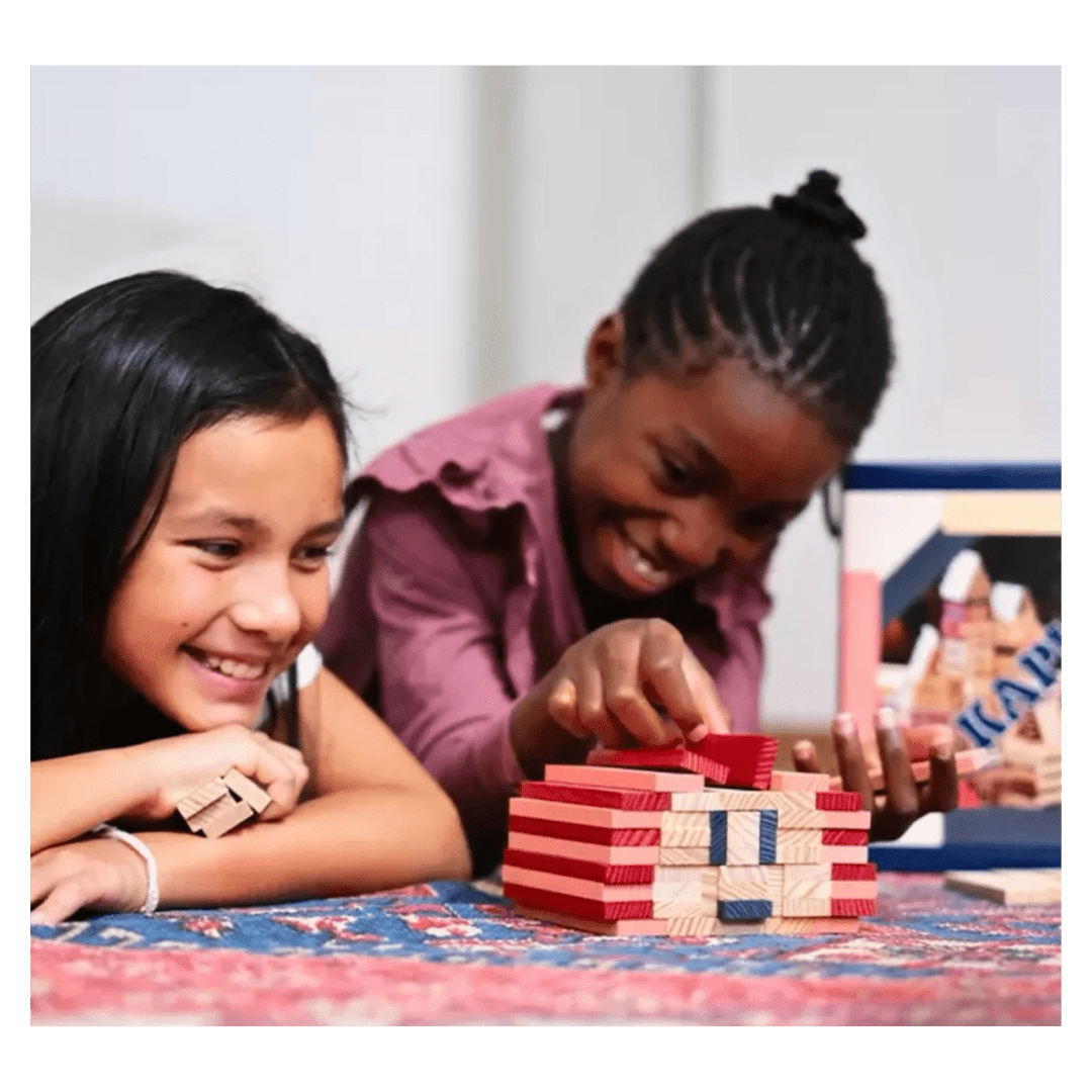 Kapla 3 Plus 120 Planks - Natural, Dark Blue, Pink, Red