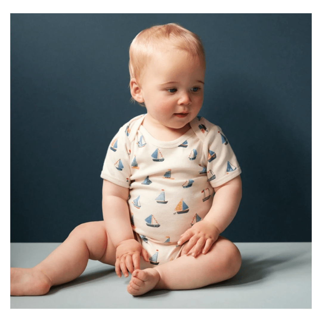 Nature Baby 0-3 Months to 1 Year Short Sleeve Bodysuit - Regatta