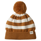 Nature Baby 0-6 Months to 3-4 Years 0-6M Alpine Pom Pom Beanie - Toffee Bold Stripe