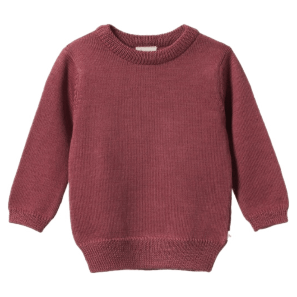 Nature Baby 6-12 Months to 4 Years Merino Knit Pullover - Rhubarb