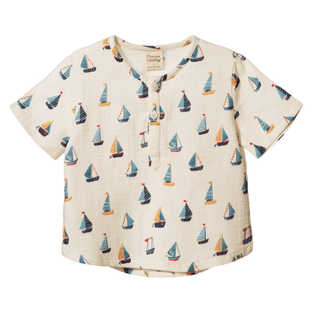 Nature Baby 6-12 Months to 5 Years 6-12M Short Sleeve Caravan Shirt Muslin - Regatta
