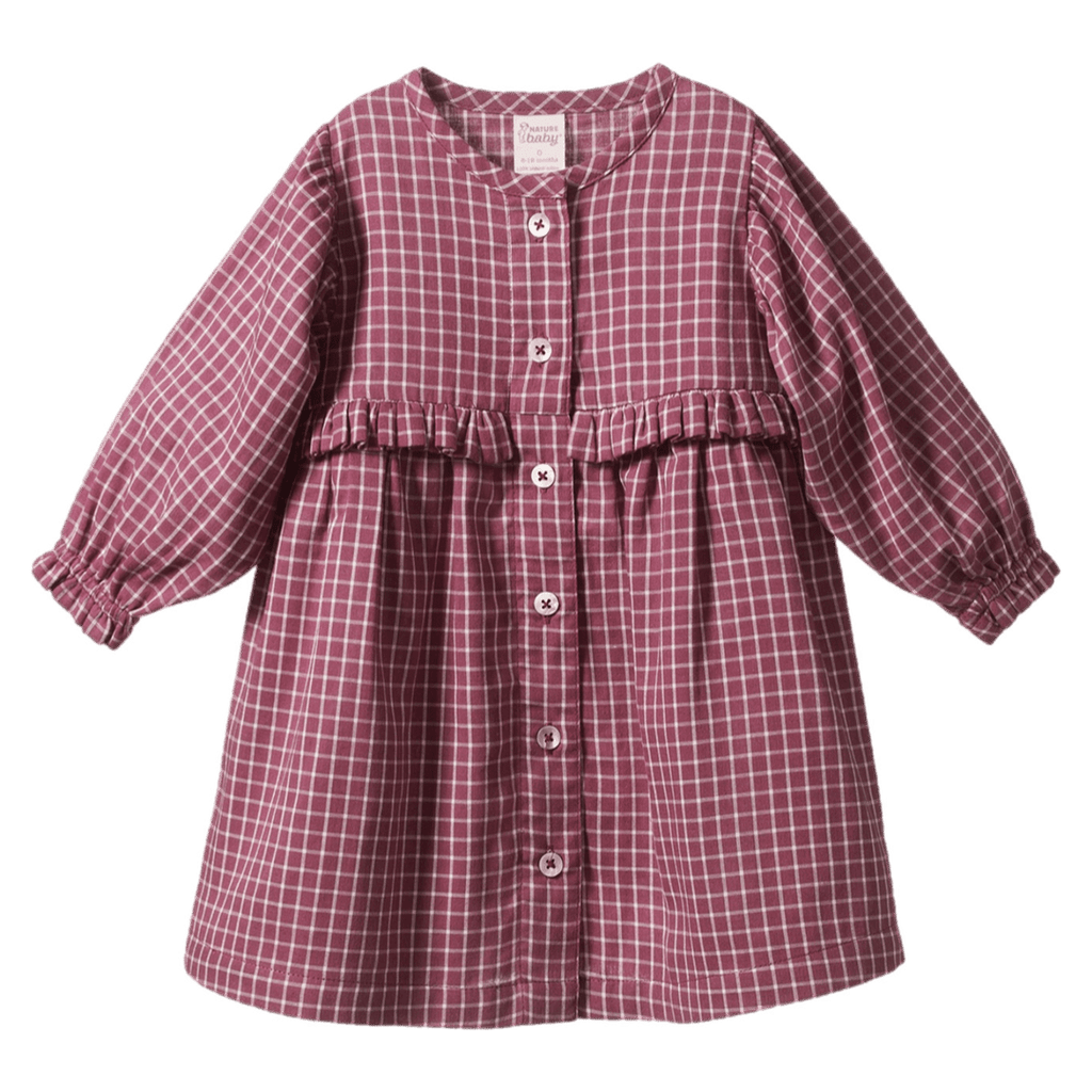 Nature Baby 6-12 Months to 5 Years Ingrid Dress - Rhubarb Check
