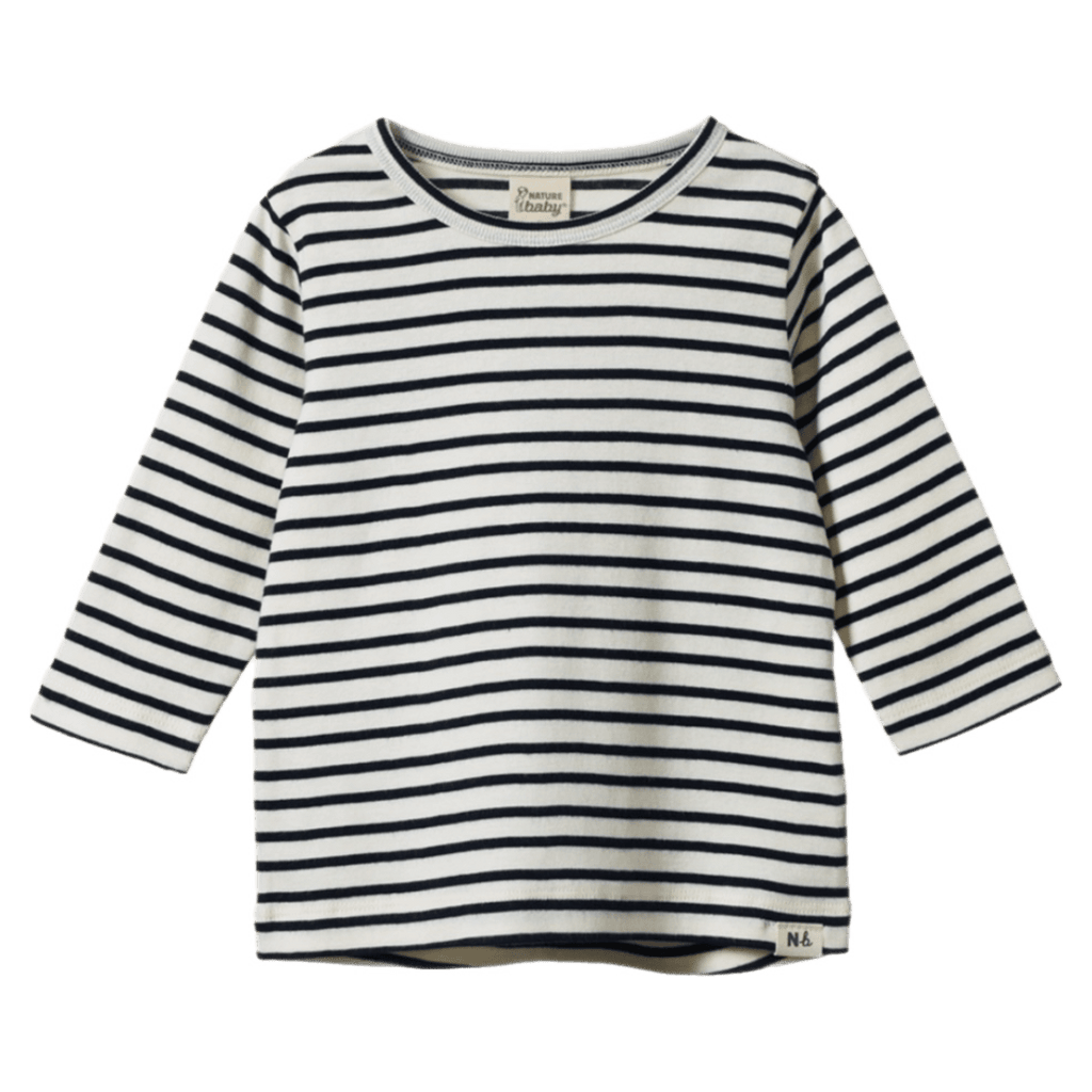 Nature Baby 6-12 Months to 5 Years Long Sleeve River Tee - Navy Sailor Stripe
