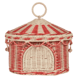 Olli Ella 3 Plus Circus Tent Basket - Red & Straw, Medium