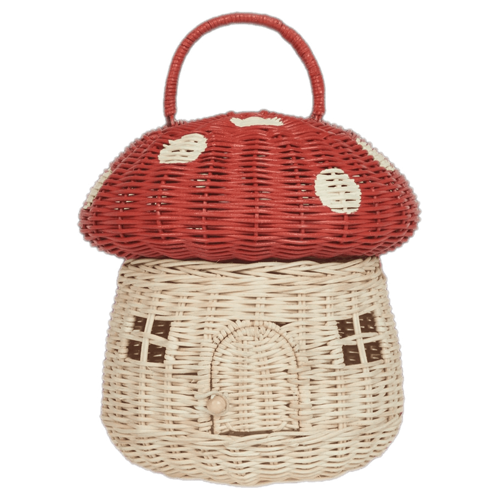 Olli Ella 3 Plus Rattan Mushroom Basket - Red