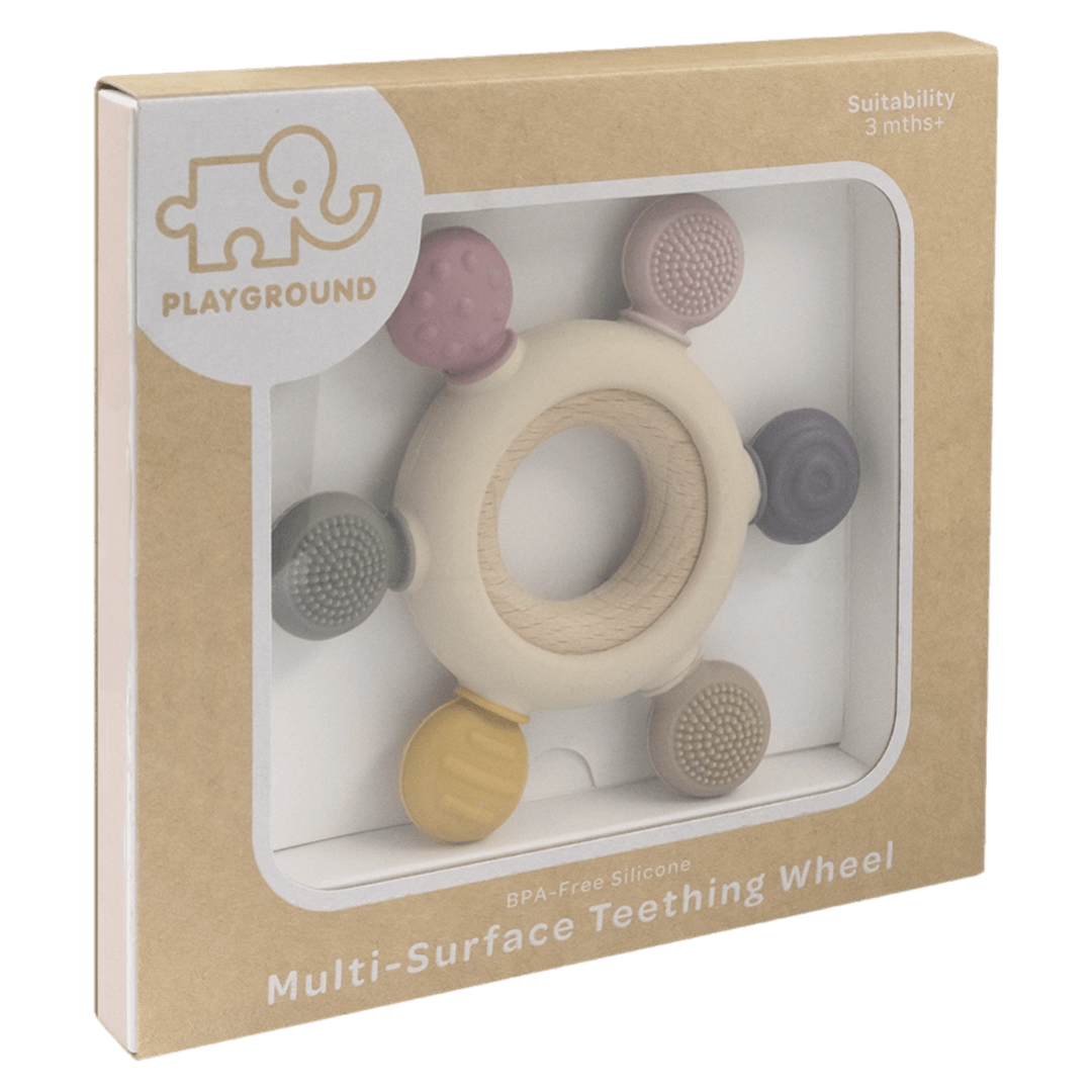 Playground 3 Months Plus Multi-Surface Teething Wheel - Rose