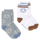 Pretty Brave 1-2 Years to 5-7 Years 2-Pack Smiley Socks - Sage/White