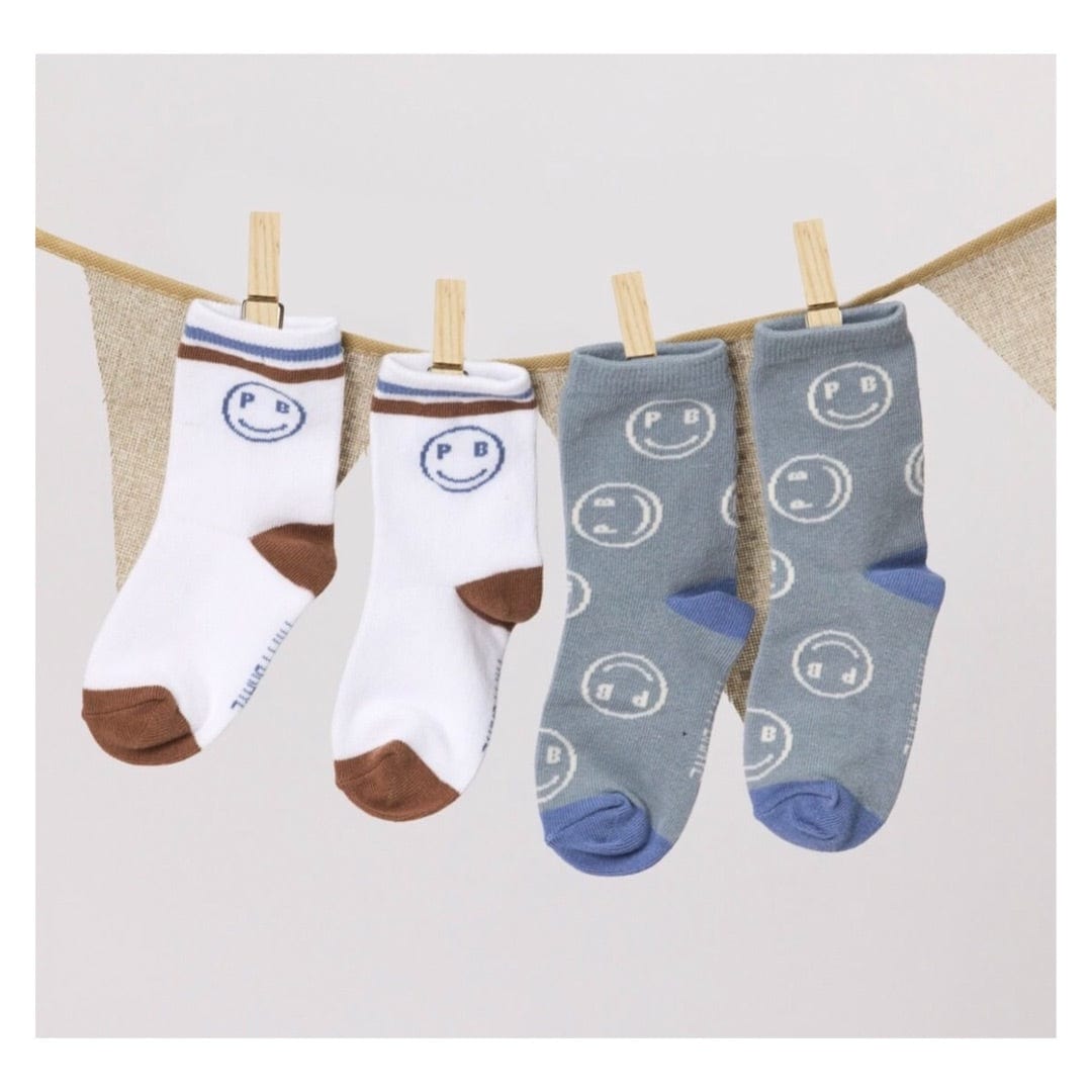 Pretty Brave 1-2 Years to 5-7 Years 2-Pack Smiley Socks - Sage/White