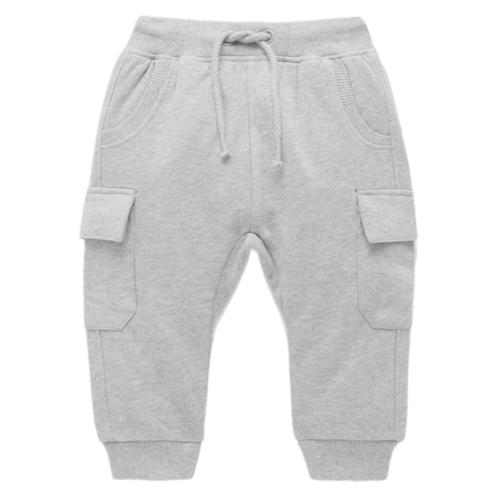 Pure Baby 0-3 Months to 5 Years Cargo Trackpants - Grey Marle