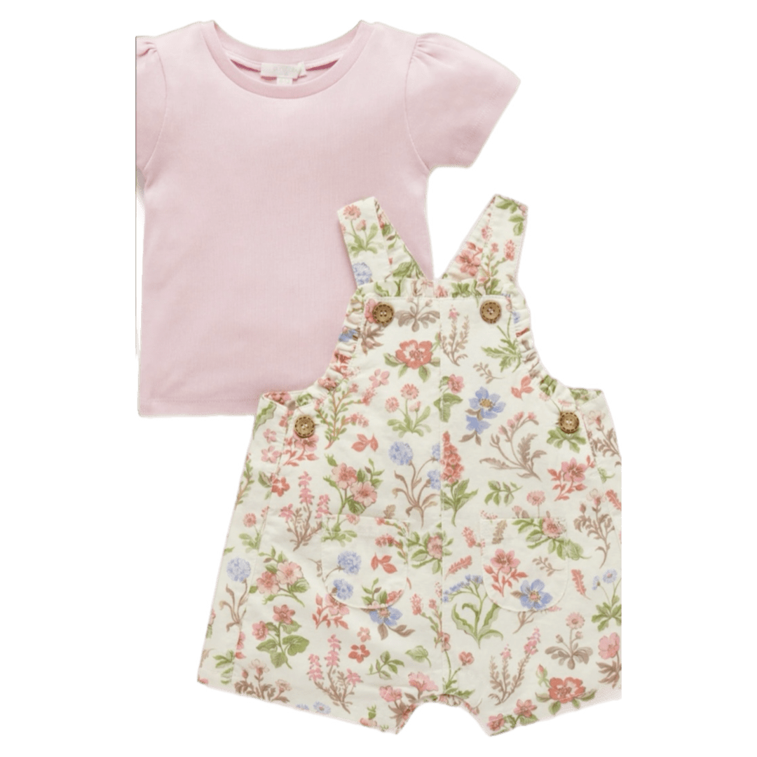 Pure Baby 0-3 Months to 5 Years Overall Set - Dune Flowers
