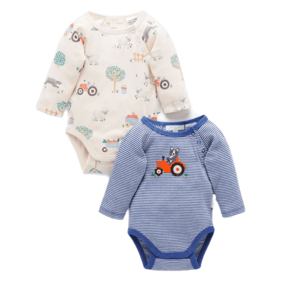 Pure Baby Newborn to 1 Year NB 2 Pack Bodysuit - Herding Sheep