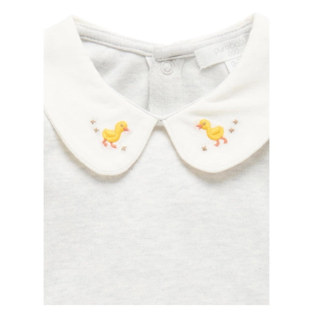 Pure Baby Newborn to 3 Years Long Sleeve Bodysuit with Collar - Ducky