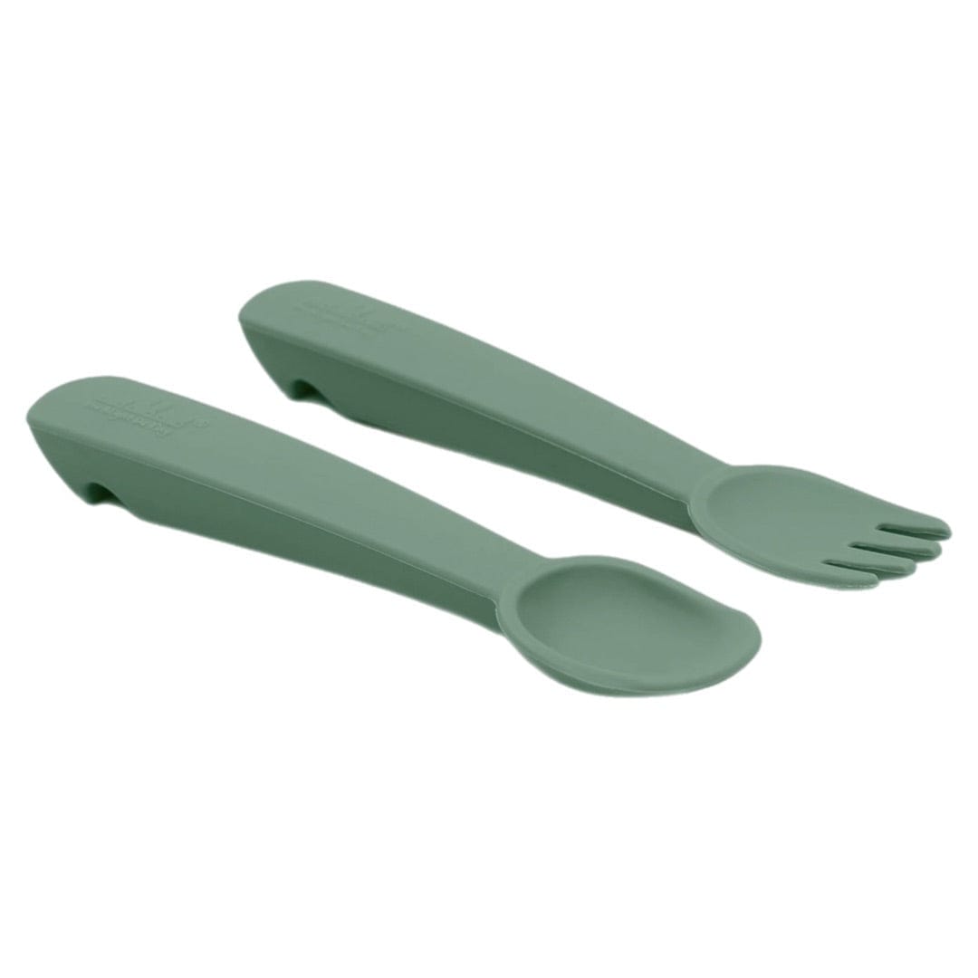 We Might Be Tiny 6 Months Plus Feedie Fork & Spoon Set - Sage