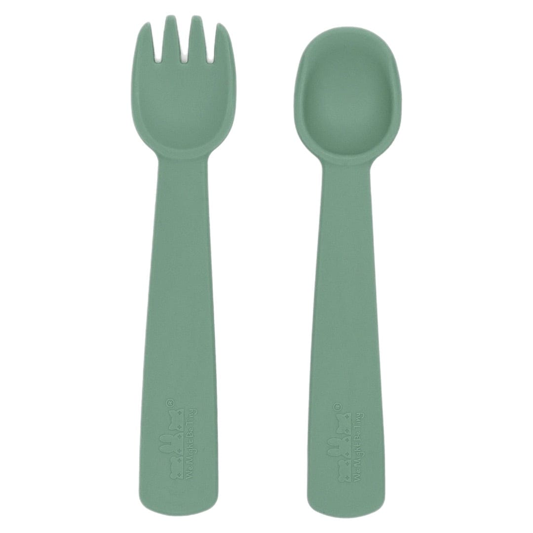We Might Be Tiny 6 Months Plus Feedie Fork & Spoon Set - Sage