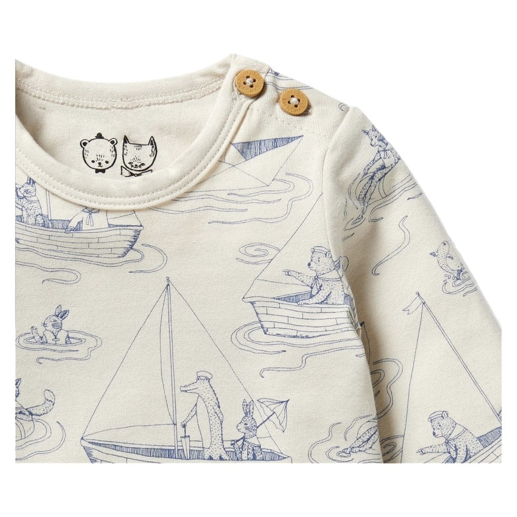 Wilson & Frenchy 0-3 Months to 12-18 Months Long Sleeve Bodysuit - Sail Away