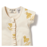 Wilson & Frenchy 0-3 Months to 6-12 Months Short Sleeve Ruffle Zipsuit - Quack Quack