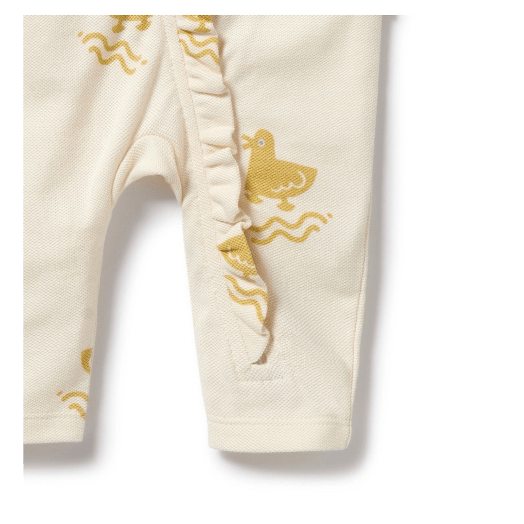 Wilson & Frenchy 0-3 Months to 6-12 Months Short Sleeve Ruffle Zipsuit - Quack Quack