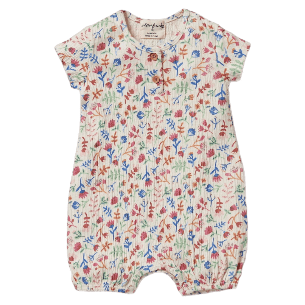 Wilson & Frenchy 3-6 Months to 18-24 Months Crinkle Henley Playsuit - Tropical Garden