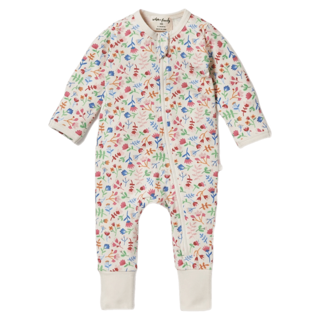 Wilson & Frenchy Newborn to 6-12 Months Zipsuit with Feet - Tropical Garden