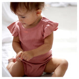 Burrow & Be Newborn to 1 Year Flutter Sleeve Pointelle Bodysuit - Dusk