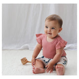 Burrow & Be Newborn to 1 Year Flutter Sleeve Pointelle Bodysuit - Dusk