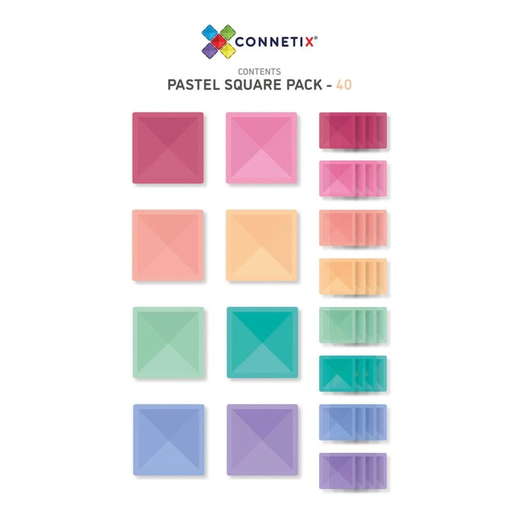 Connetix 3 Plus 40 Piece Pastel Square Expansion Pack