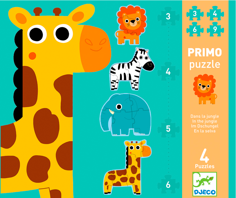 Djeco 2 Plus 3,4,5.6 Pc Floor Puzzle - Jungle