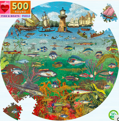 500 Pc Round Puzzle - Fish & Boats