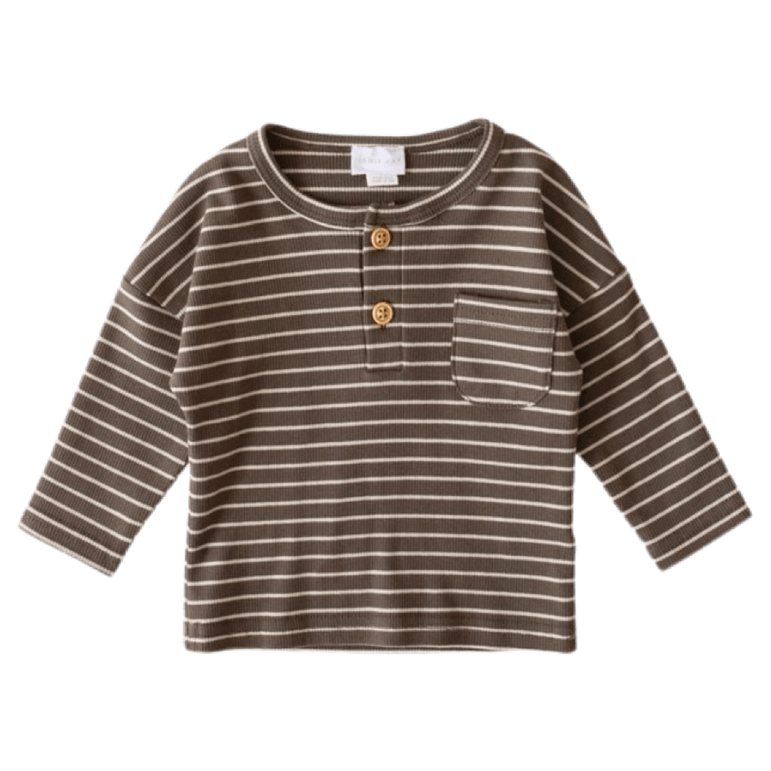 Jamie Kay 0-3 Months to 3 Years Fine Rib Leo Top - Canteen Mini Stripe