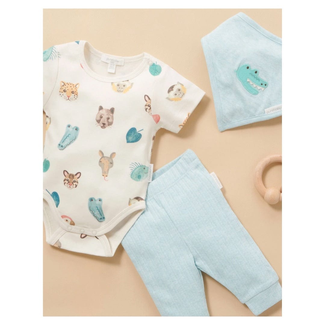 Pure Baby Newborn to 2Yr 3 Piece Gift Set - Jungle Faces