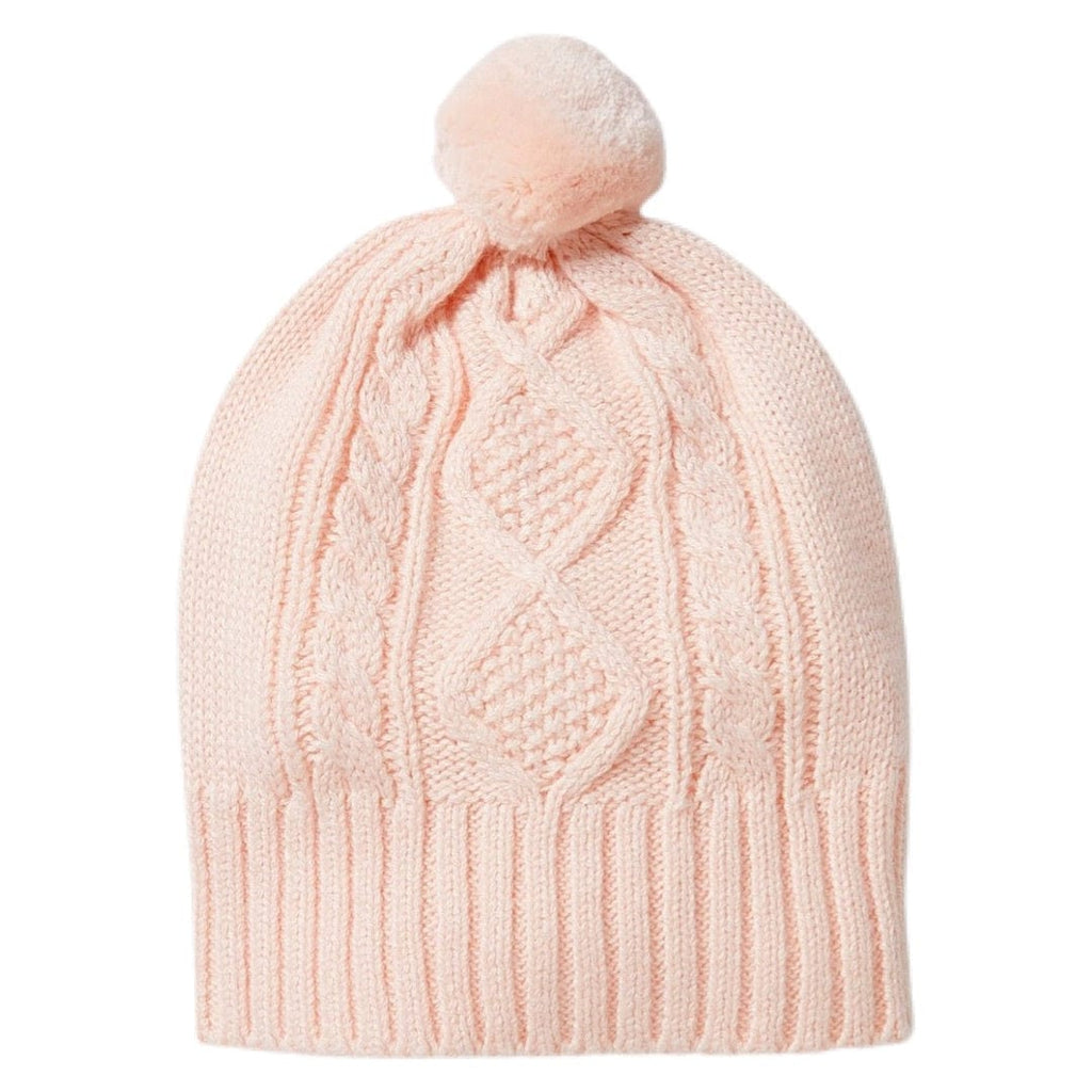 Wilson & Frenchy 0-3 Months to 1-2 Years Knitted Mini Cable Hat - Blush