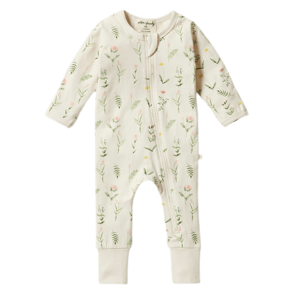 Wilson & Frenchy Newborn to 12 to 18 Months Long Sleeve Zipsuit with Feet - Wild Flower