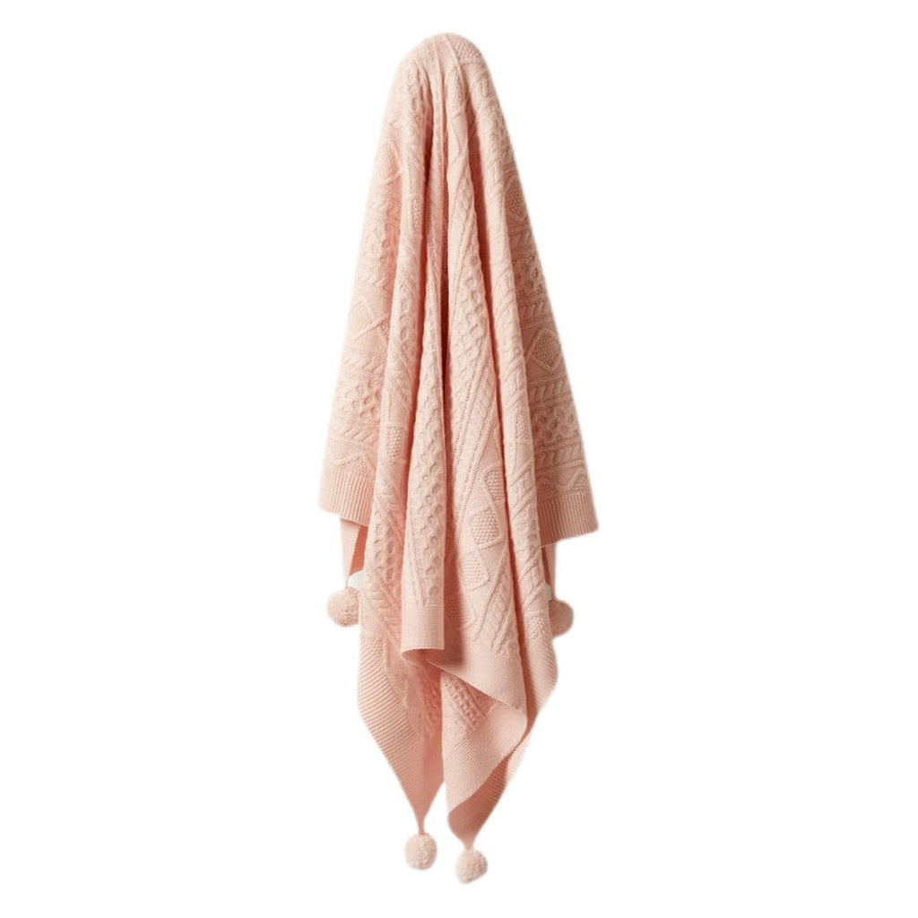 Wilson & Frenchy One Size Knitted Mini Cable Blanket - Blush