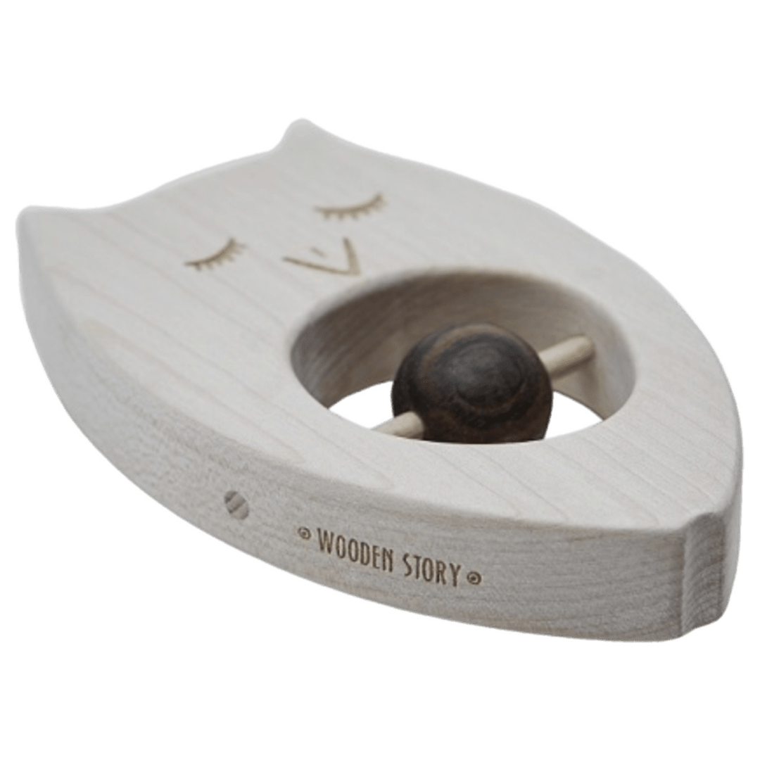 Wooden Story Birth Plus Owl Rattle