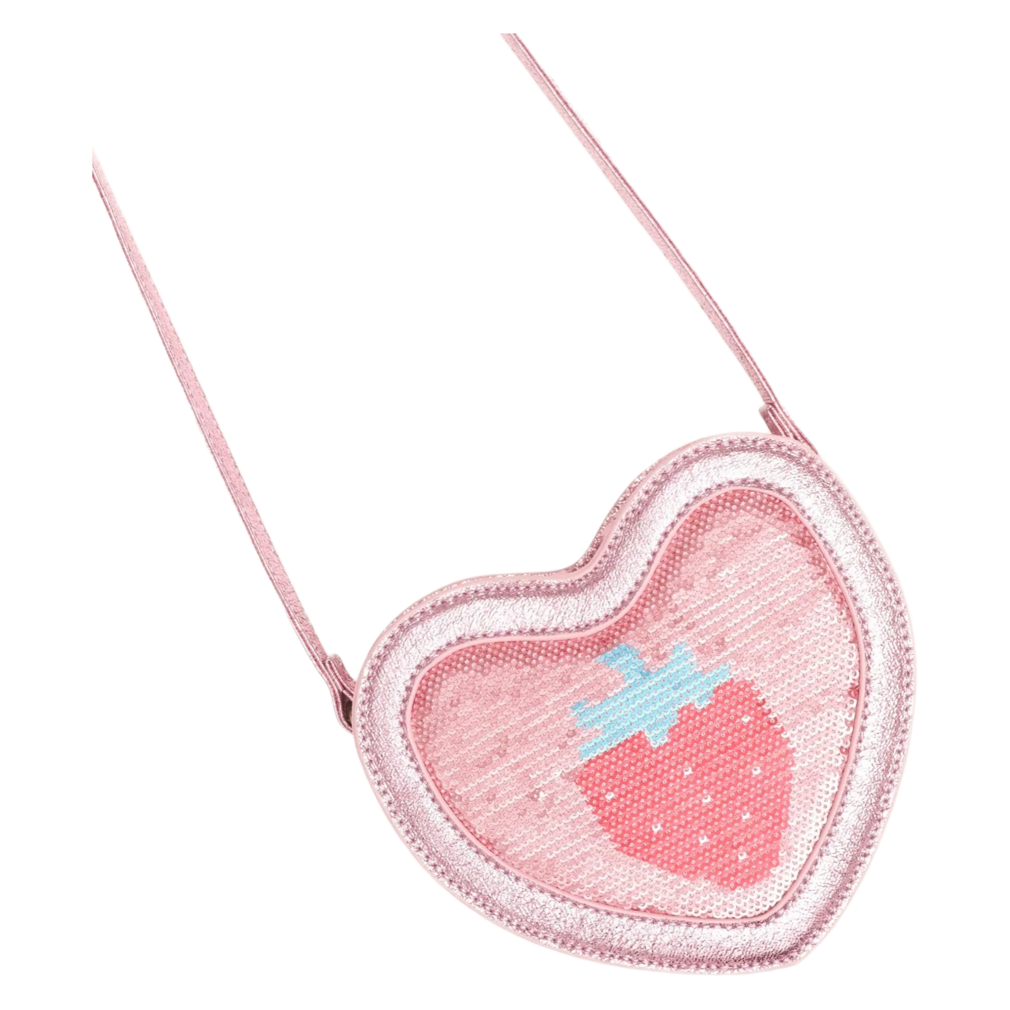 Strawberry Sequin Heart Bag - Strawberry Metallic