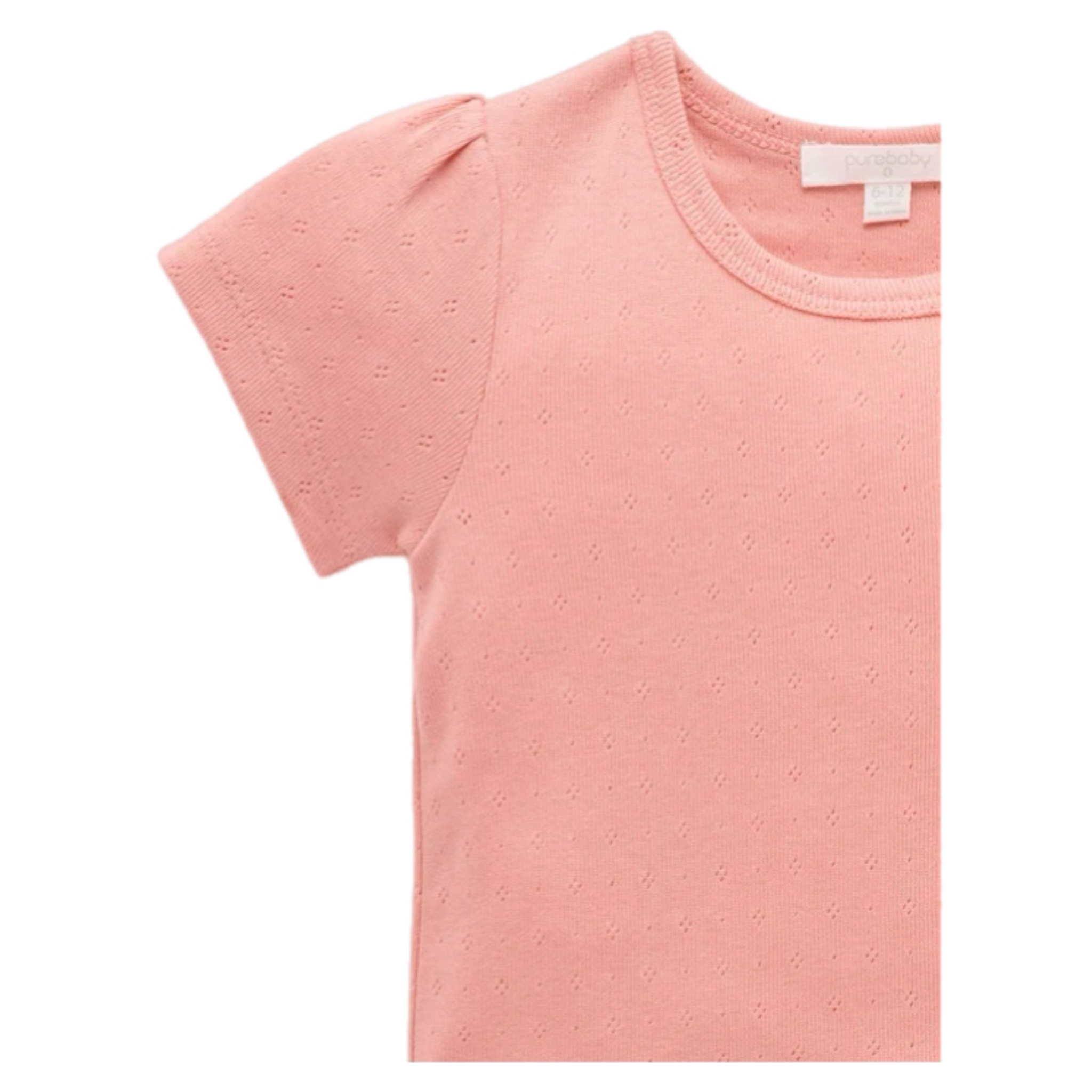 Pointelle Short Sleeve Tee - Peach