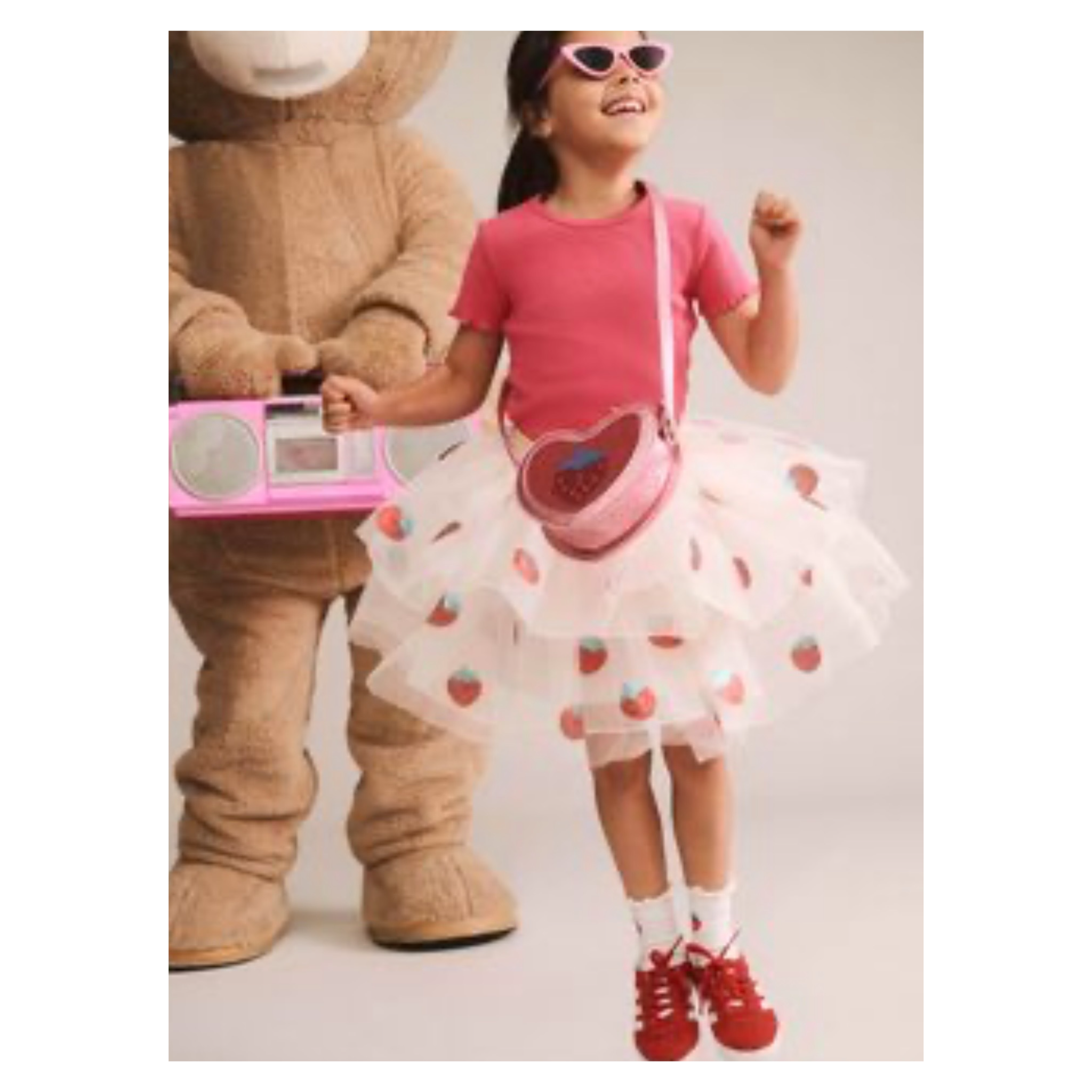 Sequin Strawberry Tulle Skirt - Ecru