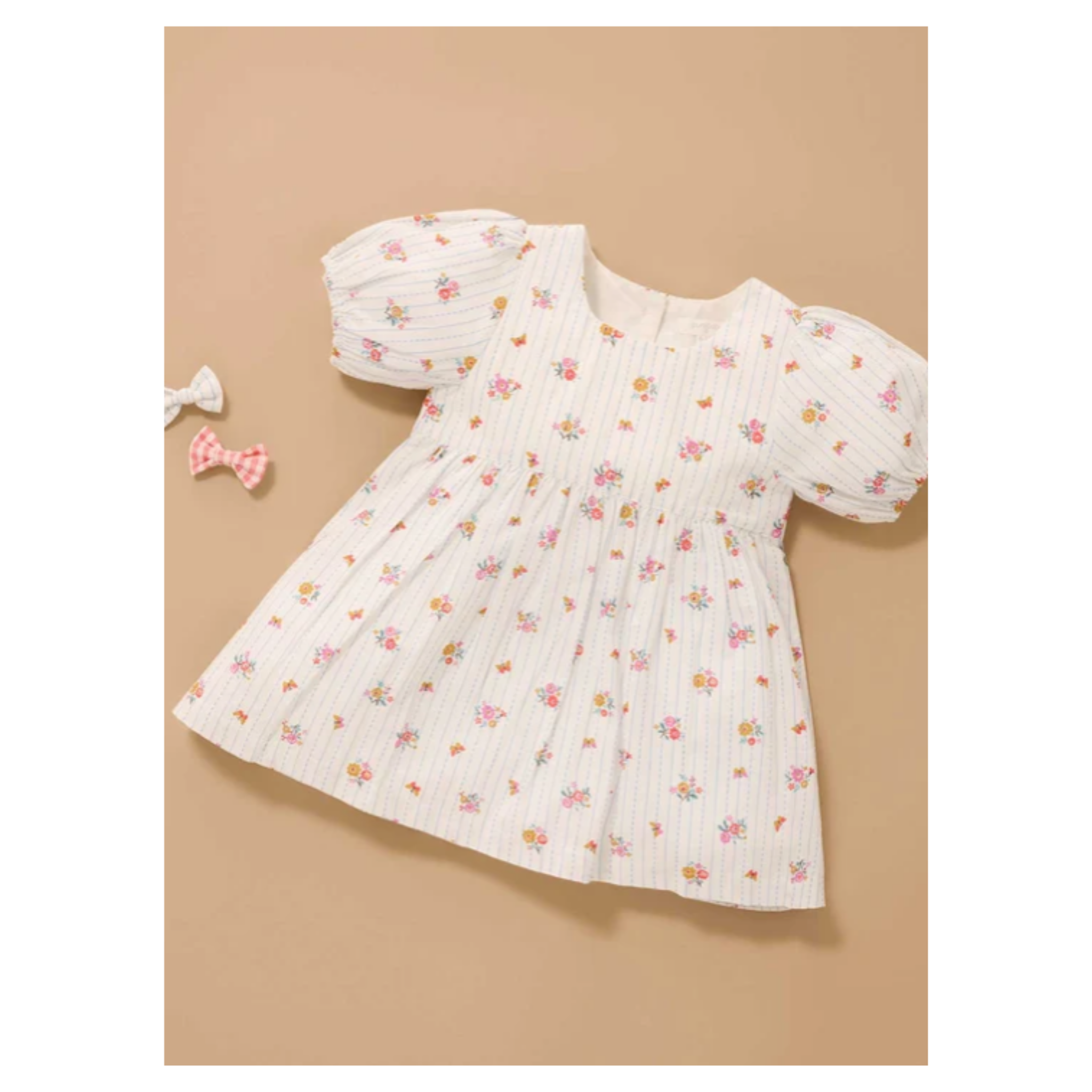 Linen Blend Dress - Butterfly Stripe