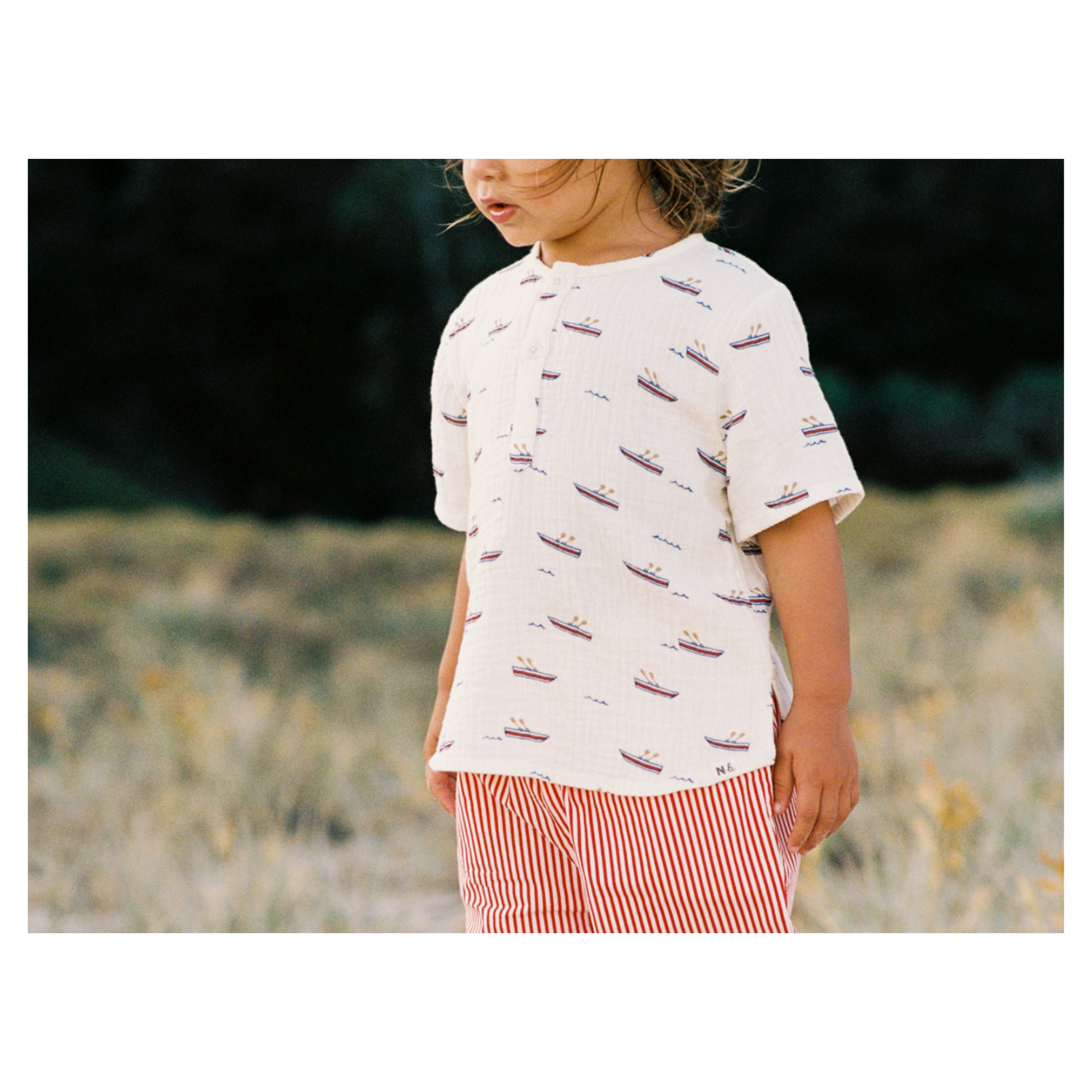 Short Sleeve Caravan Shirt Muslin - Row Boats