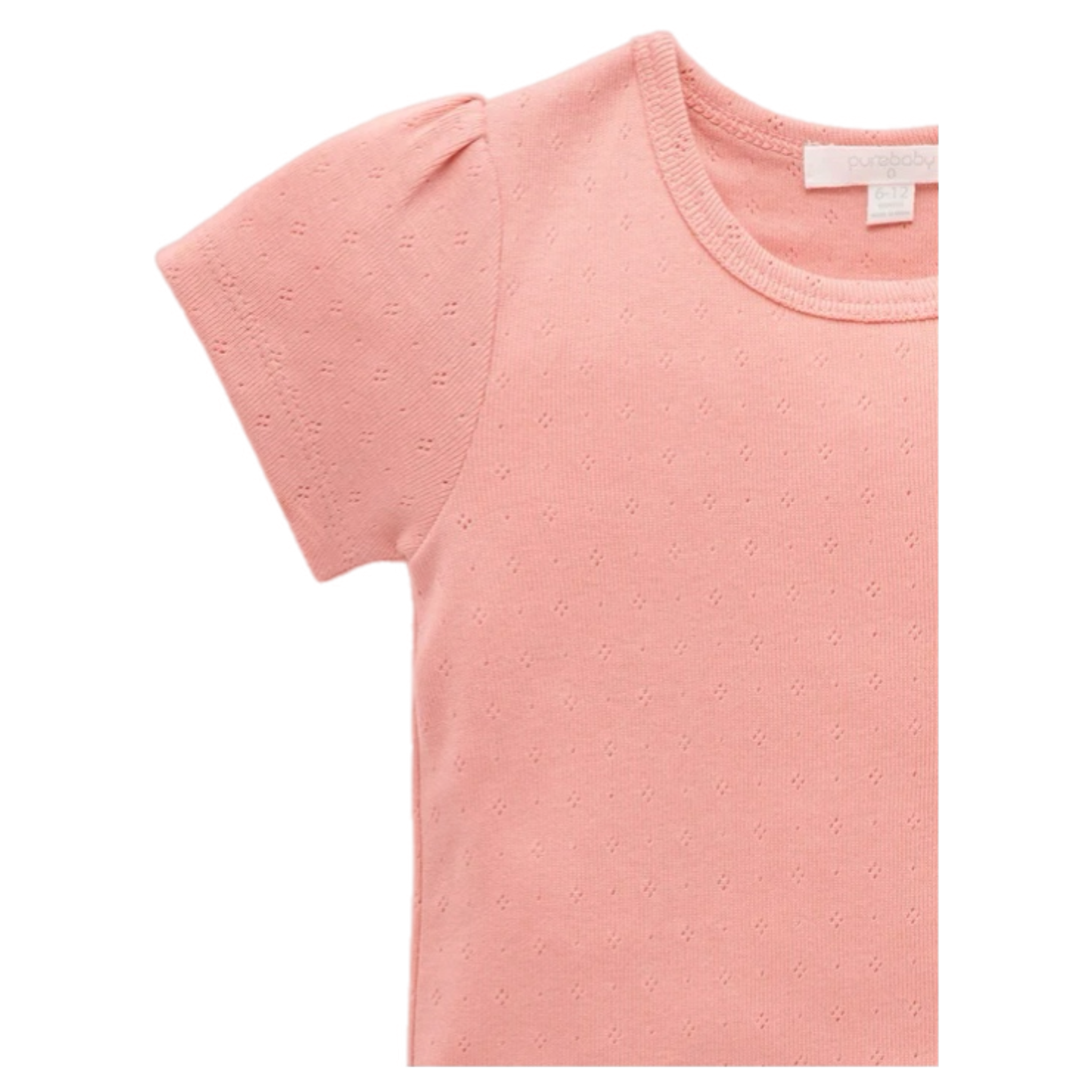 Pointelle Short Sleeve Tee - Peach