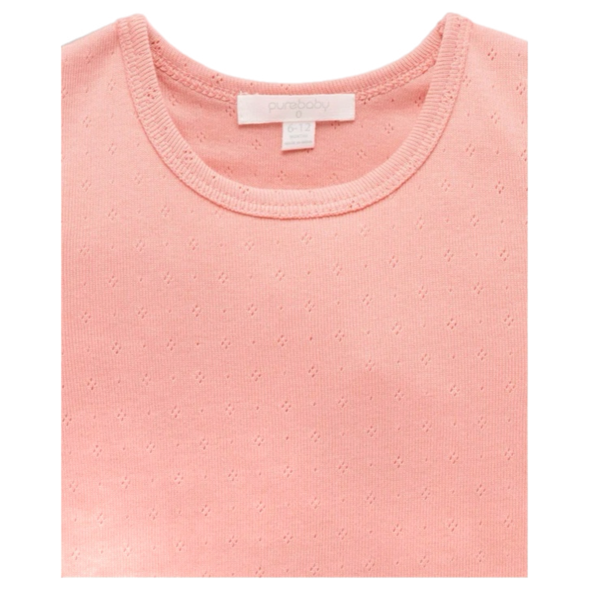 Pointelle Short Sleeve Tee - Peach
