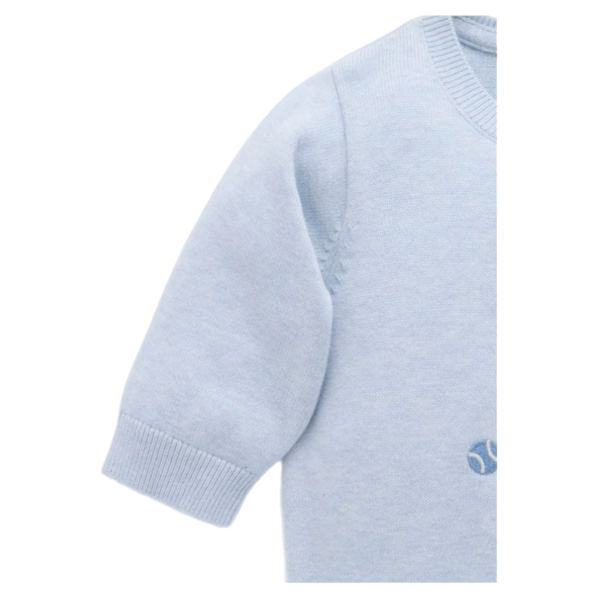 Puppy Embroidered Jumper - Sky Melange