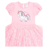 Magical Unicorn Puff Slv Tulle Dress - Strawberry Crème