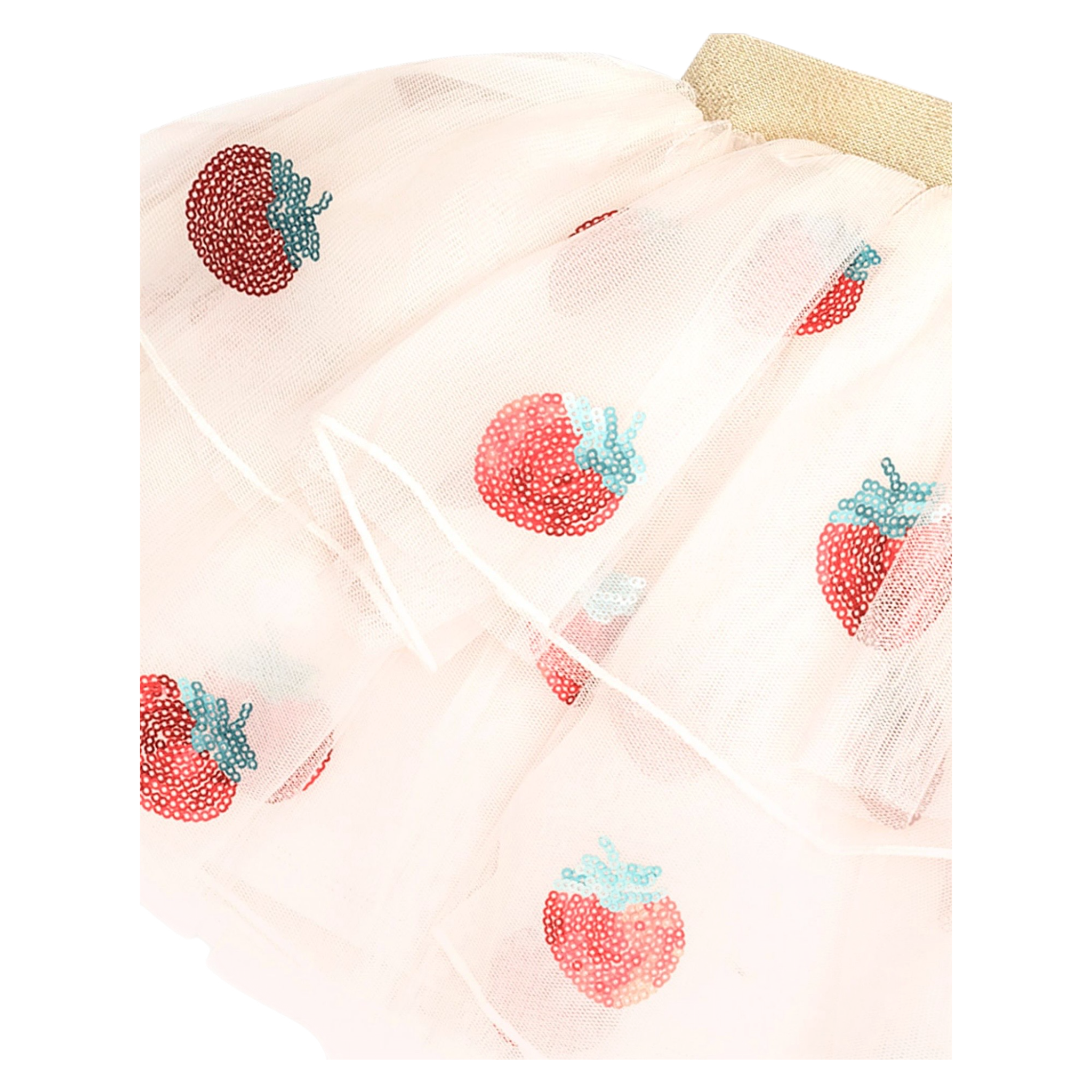 Sequin Strawberry Tulle Skirt - Ecru